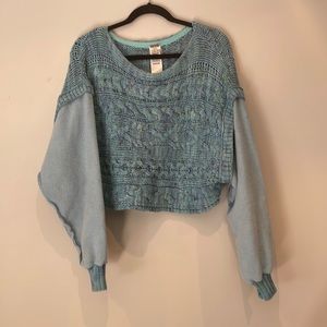 Free people knit sweater with fleece sleeves